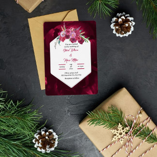 Invitación Con Relieve Metalizado elegante magenta rosa floral Boda Oro