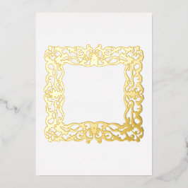 Invitación Con Relieve Metalizado Elegante marco barroco blanco dorado