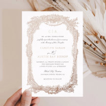 Elegante Marco de Adorno Floral Vintage Boda Dorad