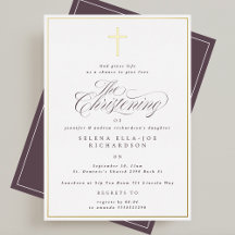 Elegante Marco de Oro y Cruz con Caligrafía Invita