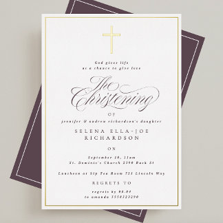 Invitación Con Relieve Metalizado Elegante marco dorado y corrección de caligrafía c