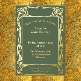 Invitación Con Relieve Metalizado Elegante marco floral Art nouveau