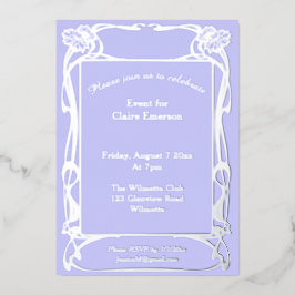 Invitación Con Relieve Metalizado Elegante marco floral Art nouveau de papel de esta
