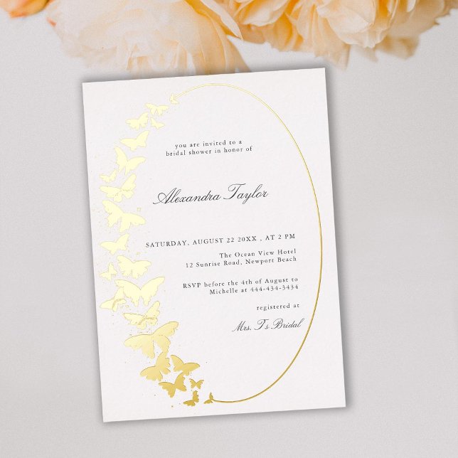 Invitación Con Relieve Metalizado Elegante marco formal clásico mariposa Boho Nodal (Subido por el creador)