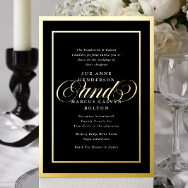 Invitación Con Relieve Metalizado Elegante Marco Formal de Bodas Dorado Premium