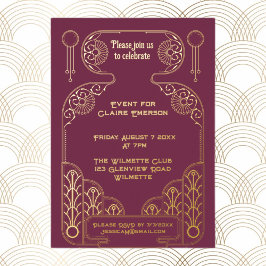 Invitación Con Relieve Metalizado Elegante marco ornamentado Art Deco