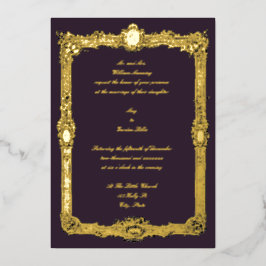 Invitación Con Relieve Metalizado Elegante marco vintage barroco rococó boda