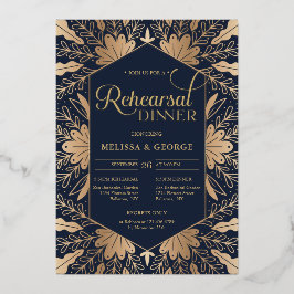 Invitación Con Relieve Metalizado Elegante marina de moda y verdadero ensayo de Reli