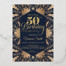 Invitación Con Relieve Metalizado Elegante marina de moda y verdadero Relieve metali