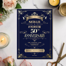 Elegante Marina Real Dorado Glamuroso Foil Brillan