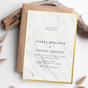 Invitación Con Relieve Metalizado Elegante mármol Nuestra Boda Boda español