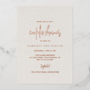 Invitación Con Relieve Metalizado Elegante matrimonio beige neutral y eterno