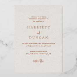 Invitación Con Relieve Metalizado Elegante matrimonio beige neutral y eterno