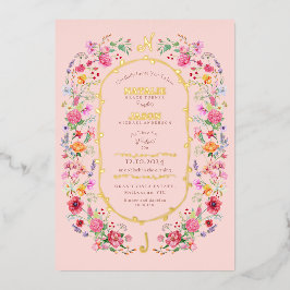 Invitación Con Relieve Metalizado Elegante Meadow Spring Garden Wedding