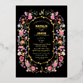 Invitación Con Relieve Metalizado Elegante Meadow Spring Garden Wedding