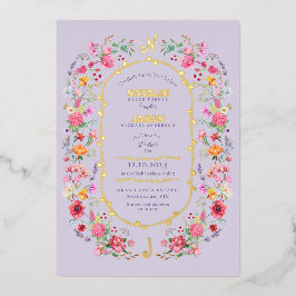 Invitación Con Relieve Metalizado Elegante Meadow Spring Garden Wedding