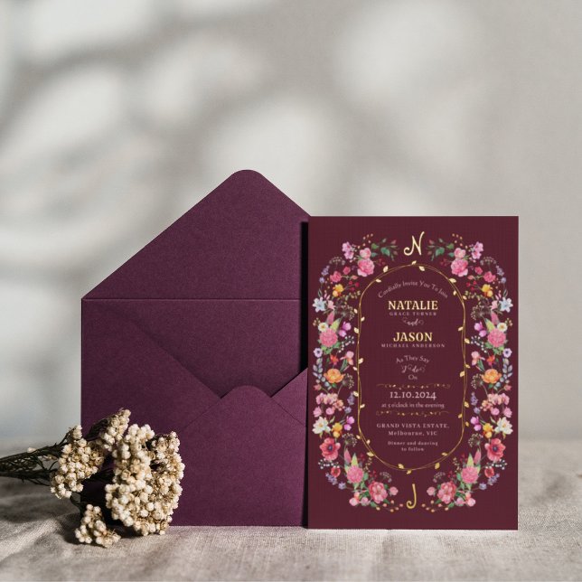 Invitación Con Relieve Metalizado Elegante Meadow Spring Garden Wedding (Subido por el creador)