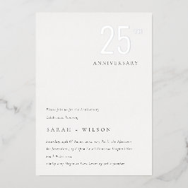 Invitación Con Relieve Metalizado Elegante Mínima Negrita Plata Cualquier Aniversari