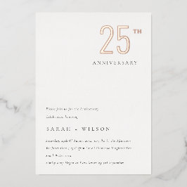 Invitación Con Relieve Metalizado Elegante Minimal Rosa Dorado Aniversario de Cualqu