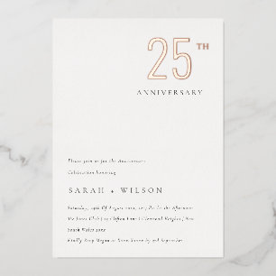 Invitación Con Relieve Metalizado Elegante Minimal Rosa Dorado Aniversario de Cualqu