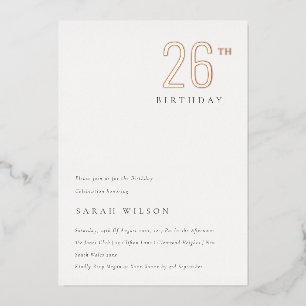 Invitación Con Relieve Metalizado Elegante Minimalismo Rosa Dorado Cumpleaños de Cua