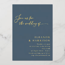 Elegante Minimalista moderno Boda de escritura azu