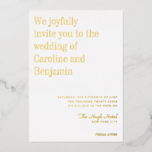 Invitación Con Relieve Metalizado Elegante Minimalista Moderno Boda Oro Blanco