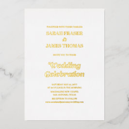 Invitación Con Relieve Metalizado Elegante Minimalista negrita caligrafía Boda blanc