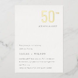Invitación Con Relieve Metalizado Elegante Mínimo Negrita Oro Aniversario de Cualqui