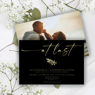 Invitación Con Relieve Metalizado Elegante Mínimo Por Fin Fotografía Real de Boda