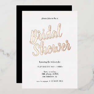 Invitación Con Relieve Metalizado Elegante Moda Bridal Shower Rosa Gold