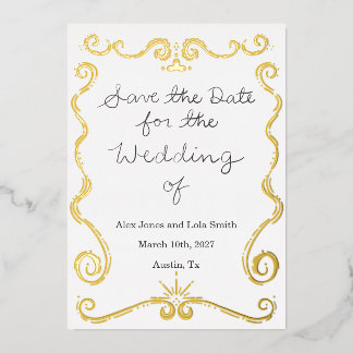 Invitación Con Relieve Metalizado Elegante moderno de papel de aluminio para guardar