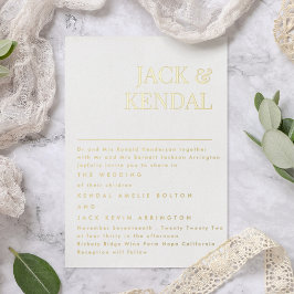 Invitación Con Relieve Metalizado Elegante Moderno | Nombres Editables Boda Dorado