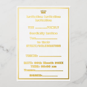 INVITACIÓN CON RELIEVE METALIZADO ELEGANTE MODERNO PERSONALIZABLE BLANCO VERIFICADO