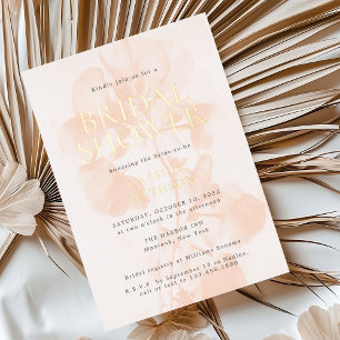 Invitación Con Relieve Metalizado Elegante Moderno Rosa Pastel Desayuno Nupcial Dora