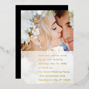 Invitación Con Relieve Metalizado Elegante moderno vintage foto de boda Foi