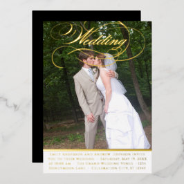 Invitación Con Relieve Metalizado Elegante Moderno Vintage Oro Boda Fotográfica