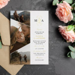 Invitación Con Relieve Metalizado Elegante Monograma Fotos Asimétricas Boda Oro<br><div class="desc">Elegante invitación a la boda personalizada con tres de tus fotos en un diseño asimétrico y tu monograma con una hermosa ampersand y detalles de Relieve metalizado dorado.</div>