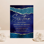 Invitación Con Relieve Metalizado Elegante Navy Blue Geoed Agate 16 cumpleaños Real<br><div class="desc">Celebre con estilo con estas elegantes y muy modernas invitaciones de Relieve metalizado a los 16 años. El diseño es fácil de personalizar con la redacción de su evento especial y sus invitados estarán encantados cuando reciban estas fabulosas invitaciones.</div>
