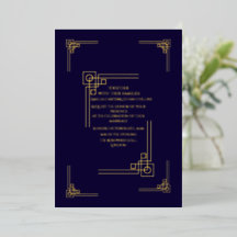 Elegante Navy & Gold Art Déco Personalizado