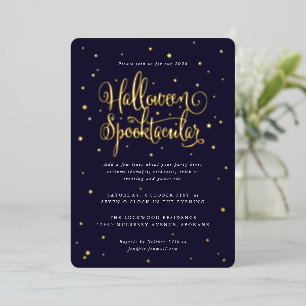 Invitación Con Relieve Metalizado Elegante Navy/Halloween Halloween Spooktacular + E