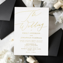 Invitación Con Relieve Metalizado Elegante Negro y Blanco | Oro La Boda