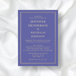 Invitación Con Relieve Metalizado Elegante Oro Boda púrpura formal