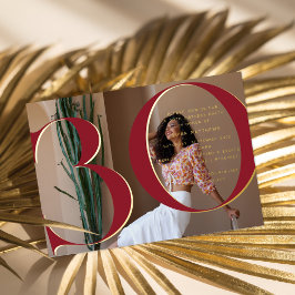 Invitación Con Relieve Metalizado Elegante Oro | Cumpleaños 30 Foto de Fiesta