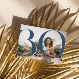 Invitación Con Relieve Metalizado Elegante Oro | Cumpleaños 30 Foto de Fiesta