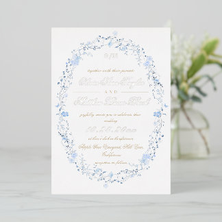 Invitación Con Relieve Metalizado Elegante oro hoja moderno floral boda