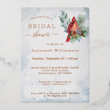 Elegante oro rojo cardenal Navidad ducha nupcial