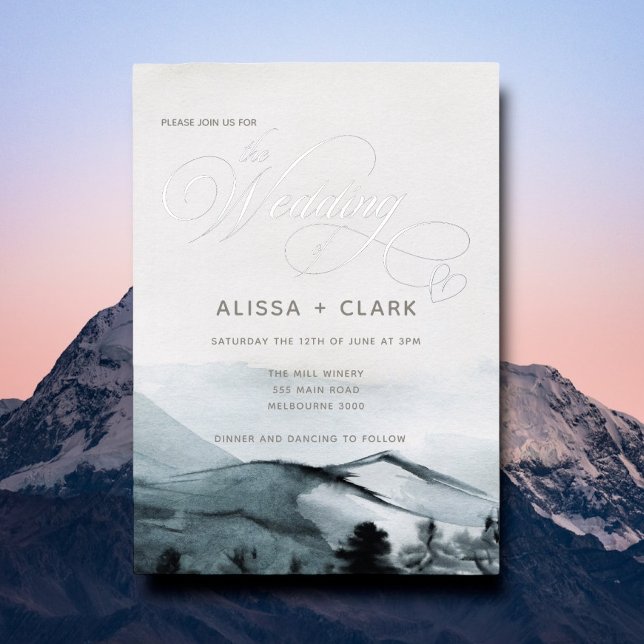 Invitación Con Relieve Metalizado Elegante paisaje acuático Boda Foi (Subido por el creador)