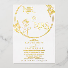 Invitación Con Relieve Metalizado Elegante papel de oro | Boda Emerald Sr. y Sra.