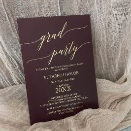 Invitación Con Relieve Metalizado Elegante papel de oro | Fiesta de graduación de Bo